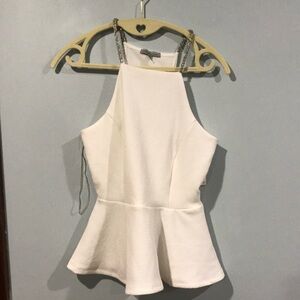 Charlotte Russe White Peplum Crop Top